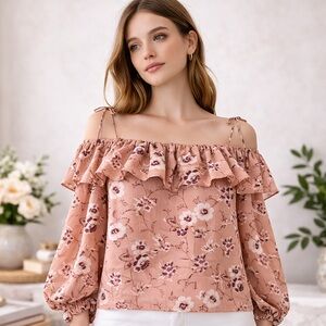 Ulla Johnson Floral Ruffle Blouse - Pink